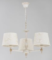 Pendelleuchte 3-flammig Stoff Wei&szlig; E14 55 cm Vintage