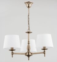 H&auml;ngelampe 3-flammig Stoff Metall Messing E14 L:64 cm