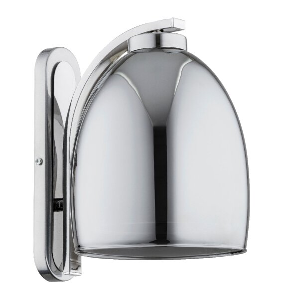 Wandleuchte Rauchglas Chrom E27 B:17 cm Modern wohnlich