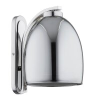Wandleuchte Rauchglas Chrom E27 B:17 cm Modern wohnlich