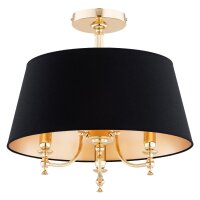 Deckenlampe 3-flammig Stoff Schwarz Gold E14 L:55 cm
