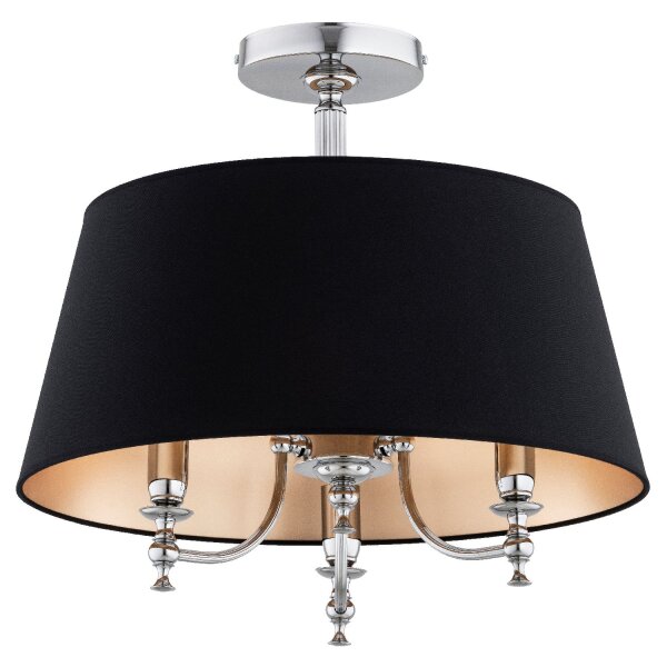 Deckenlampe 3-flammig Stoff Schwarz Chrom E14 B:50 cm