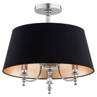 Deckenlampe 3-flammig Stoff Schwarz Chrom E14 B:50 cm