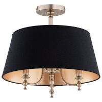 Deckenleuchte 3-flammig Stoff Schwarz Gold E14 H:48 cm