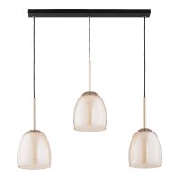 Hängelampe 3-flammig Glas Schwarz Bernstein E27 L:82 cm