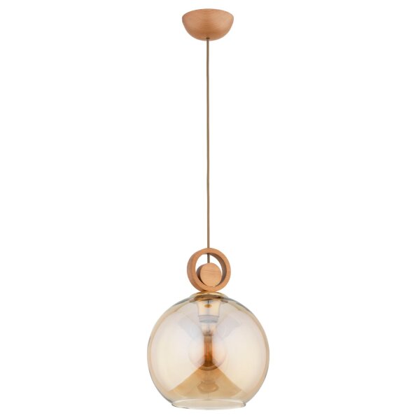 Pendelleuchte Holz Glas E27 L:25 cm Modern dekorativ