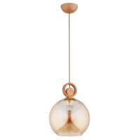 Pendelleuchte Holz Glas E27 L:25 cm Modern dekorativ