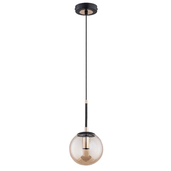 Hängelampe Glas Bernstein Schwarz E14 L:15 cm dekorativ