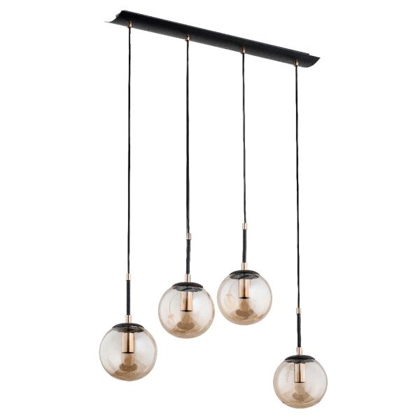 Pendelleuchte Glas Schwarz Bernstein E14 65 cm 4-flmg