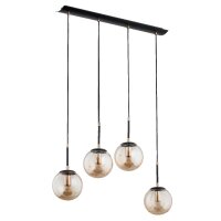 Pendelleuchte Glas Schwarz Bernstein E14 65 cm 4-flmg