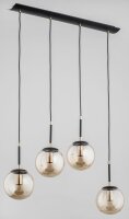 Pendelleuchte Glas Schwarz Bernstein E14 65 cm 4-flmg