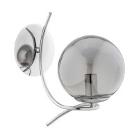 Wandlampe Rauchglas Metall Chrom E14 B:15 cm Modern