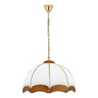 Hängelampe Holz Glas Gold E27 L:46 cm 3-flmg dekorativ