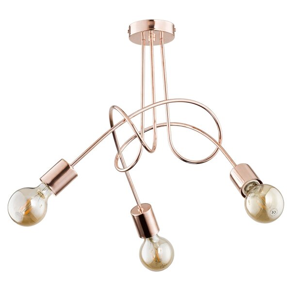 Deckenlampe 3-flammig Metall Kupfer E27 B:48 cm Retro
