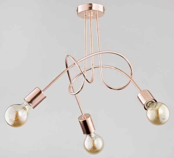 Deckenlampe 3-flammig Metall Kupfer E27 B:48 cm Retro