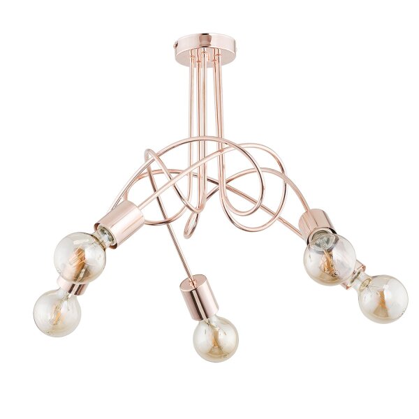 Deckenleuchte 5-flammig Metall Kupfer E27 L:50 cm Retro