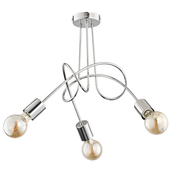 Deckenlampe 3-flammig Metall Chrom E27 B:48 cm Retro