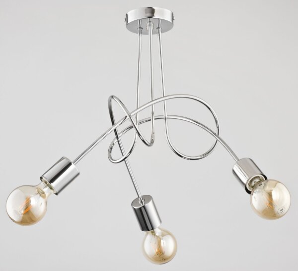 Deckenlampe 3-flammig Metall Chrom E27 B:48 cm Retro