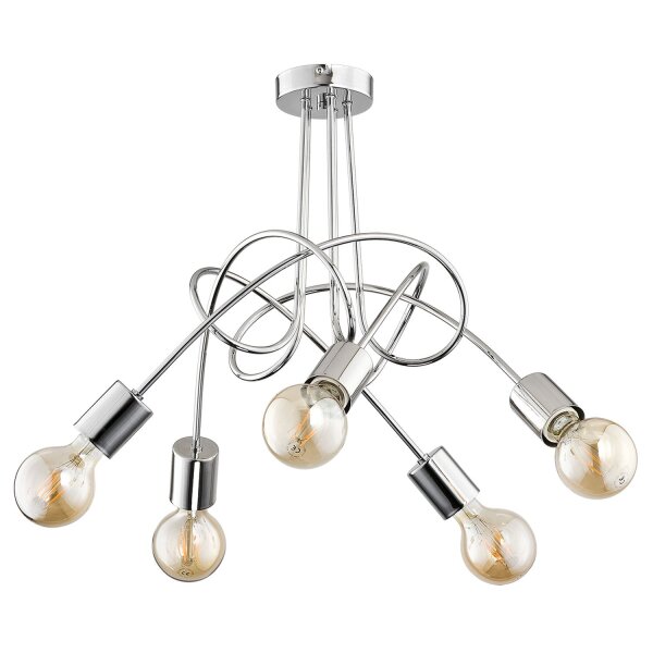 Deckenlampe 5-flammig Metall Chrom E27 L:50 cm Retro