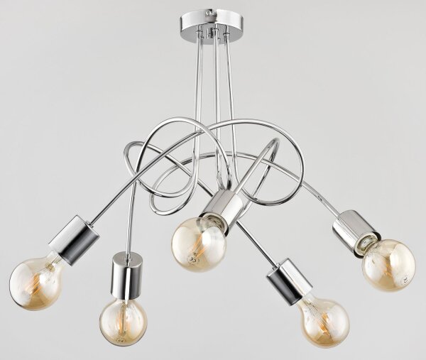 Deckenlampe 5-flammig Metall Chrom E27 L:50 cm Retro