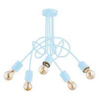 Deckenleuchte Kinder 5-flammig Metall Blau E27 L:50 cm