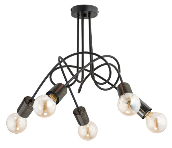 Deckenleuchte 5-flammig Metall Schwarz E27 L:56 cm