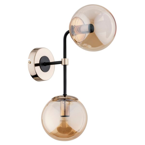 Wandleuchte blendarm Glas Gold Bernstein E14 B:15 cm
