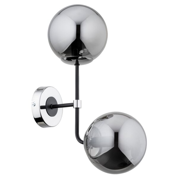 Wandleuchte 2-flammig Rauchglas Chrom E14 B:15 cm