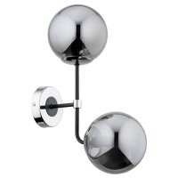 Wandleuchte 2-flammig Rauchglas Chrom E14 B:15 cm