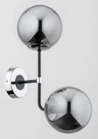 Wandleuchte 2-flammig Rauchglas Chrom E14 B:15 cm