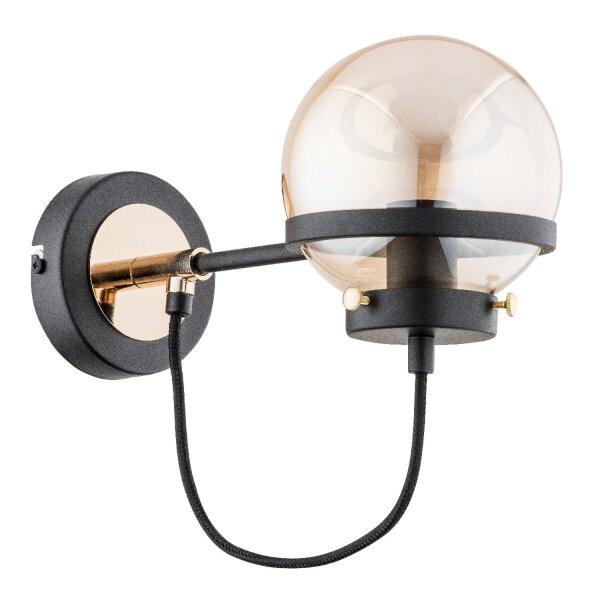 Wandlampe Glas Schwarz Bernstein E14 B:13 cm Modern
