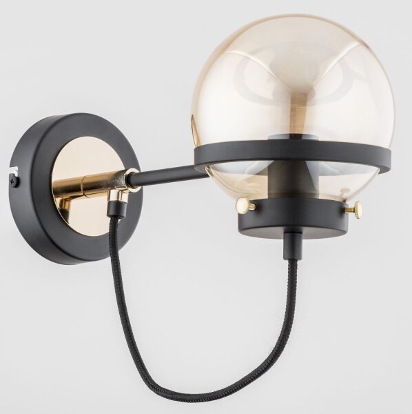 Wandlampe Glas Schwarz Bernstein E14 B:13 cm Modern