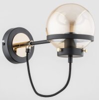 Wandlampe Glas Schwarz Bernstein E14 B:13 cm Modern