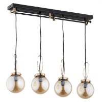 Hängelampe 4-flammig Glas Schwarz Bernstein E14 L:83 cm