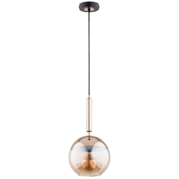 Hängelampe Bernstein Glas Schwarz E27 L:20 cm wohnlich