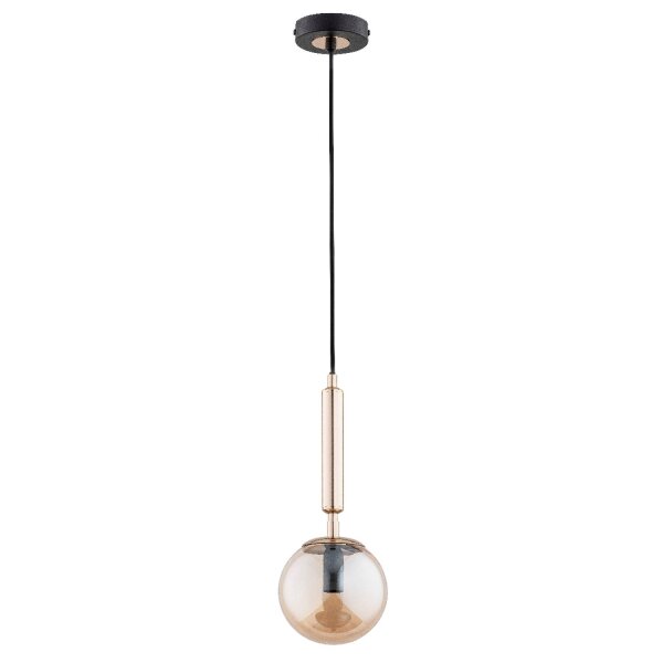 Pendelleuchte Glas Metall Schwarz Bernstein E14 L:15 cm