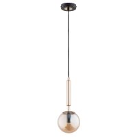 Pendelleuchte Glas Metall Schwarz Bernstein E14 L:15 cm