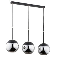 H&auml;ngelampe 3-flammig Rauchglas Schwarz E27 L:75 cm