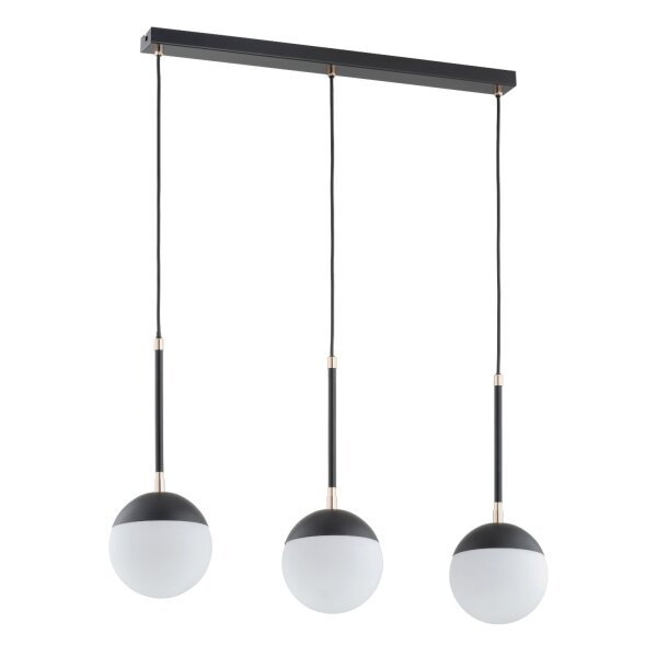 Pendelleuchte 3-flammig Glas Schwarz E14 L:75 cm Modern