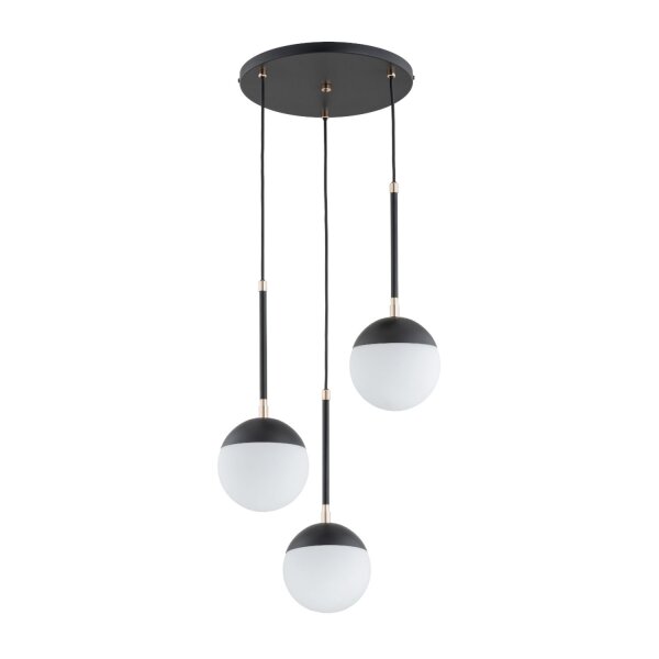 Pendelleuchte 3-flammig Glas Schwarz Modern E14 L:44 cm