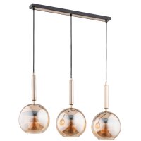H&auml;ngelampe 3-flammig Glas Gold Bernstein E27 L:72 cm