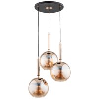 H&auml;ngelampe 3-flammig Glas Schwarz Bernstein E27 L:52 cm