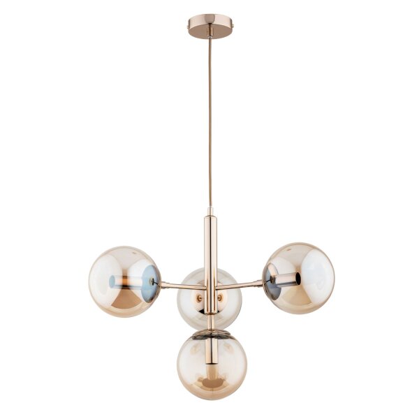 Pendelleuchte 4-flammig Glas Gold Bernstein E14 L:50 cm