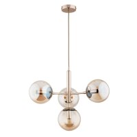 Pendelleuchte 4-flammig Glas Gold Bernstein E14 L:50 cm
