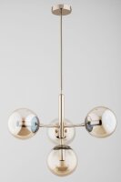 Pendelleuchte 4-flammig Glas Gold Bernstein E14 L:50 cm
