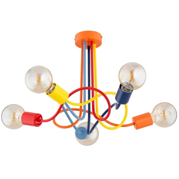 Deckenlampe Kinder 5-flammig Metall Bunt E27 B:51 cm