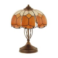 Tischlampe 2-flammig Buntglas Braun Orange E14 40 cm