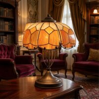 Tischlampe 2-flammig Buntglas Braun Orange E14 40 cm