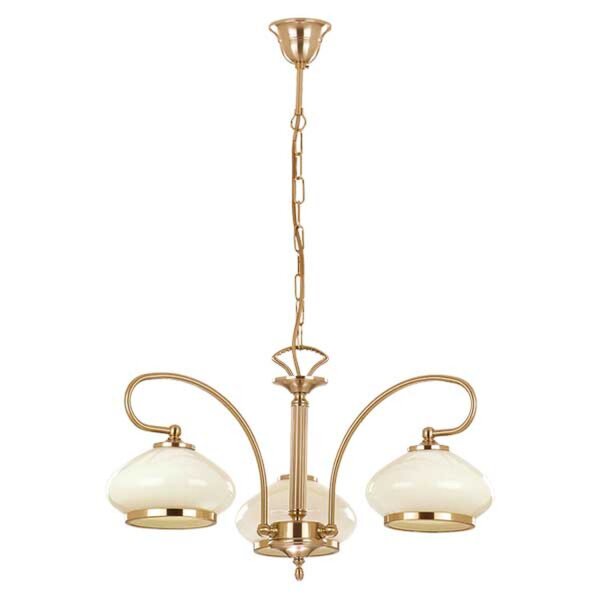 Pendelleuchte 3-flammig Glas Weiß Gold E27 L:61,5 cm
