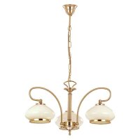 Pendelleuchte 3-flammig Glas Wei&szlig; Gold E27 L:61,5 cm